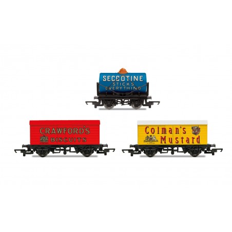 R6990 - Hornby 'Retro' Wagons, three pack, Crawfords Biscuits, Seccotine Tanker,