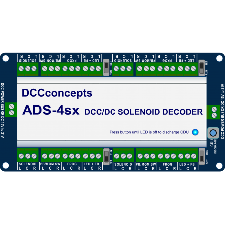 DCD-ADS-4sx - 4 Channel Accessory Decoder CDU Solenoid Drive & Digital Relay SX