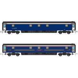 2P-006-KMS3 - N Gauge First Caledonian Sleeper - No Band and Gold Stripe Mk3 Twin Pack