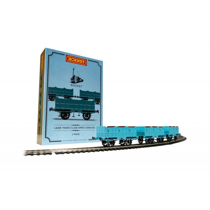 R40102 - Open Carriage Pack containing 3x Open Carriages (Stephenson’s Rocket)