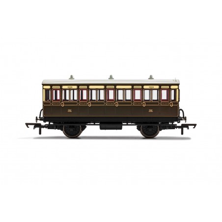 R40112A - GWR, 4 Wheel Coach, 3rd Class, Fitted Lights, 1882 - Era 2/3