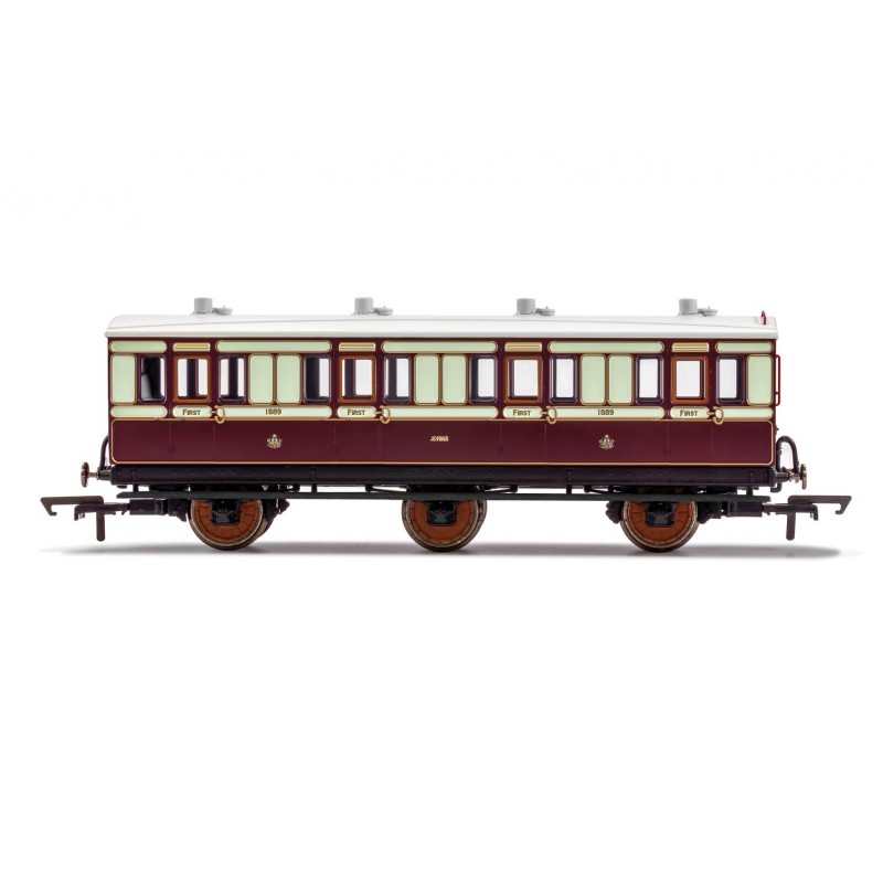 R40119 - LNWR, 6 Wheel Coach, 1st Class, Fitted Lights, 1889 - Era 2