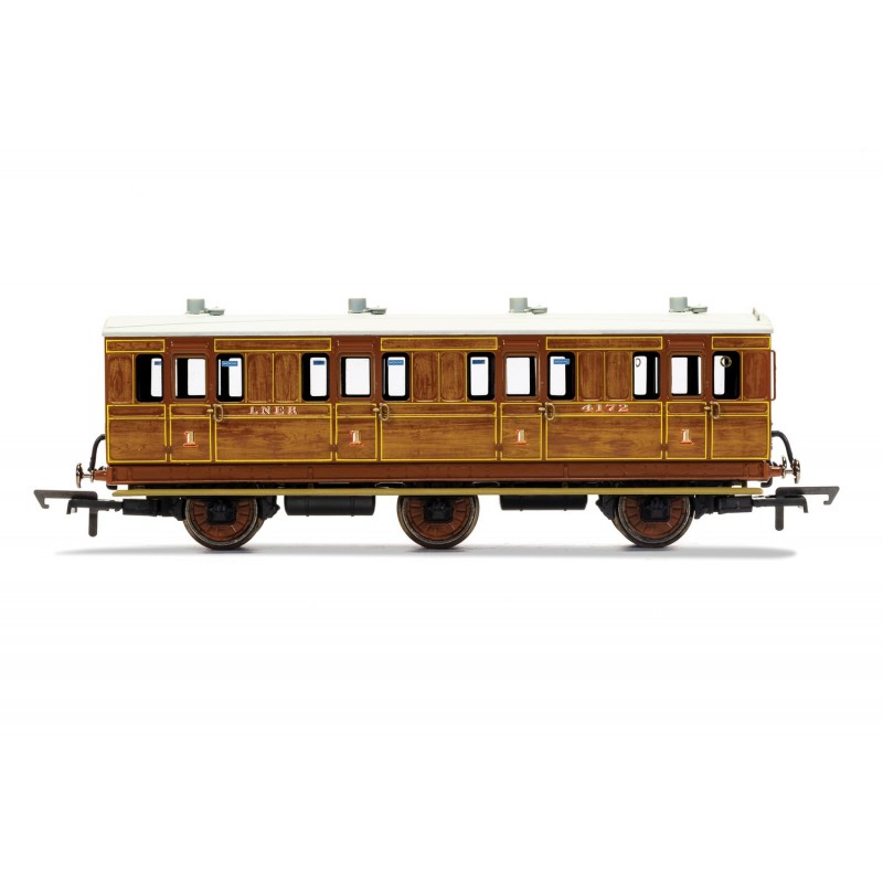 R40127 - LNER, 6 Wheel Coach, 1st Class, Fitted Lights, 4172 - Era 3