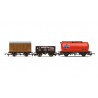 R60048 - RailRoad Triple Wagon Pack, Mixed Wagons with Box Van - Era 3