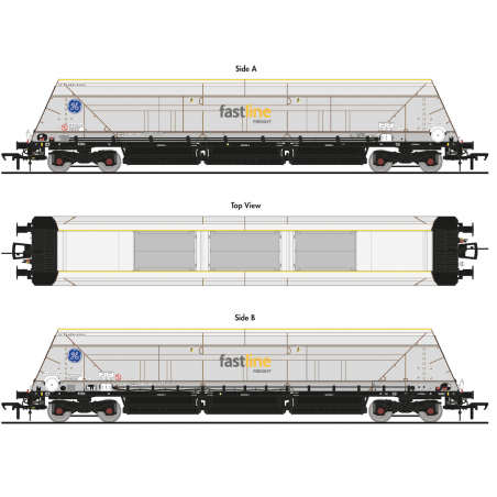 ACC2602FF3 - HYA Bogie Hopper Wagon - Fastline Freight / GE - Twin Pack 3