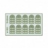 PW-003 - 10 pcs 13X22mm 14 Pane Arched Windows H0/00