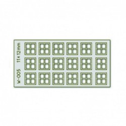 PW-005 - 18 pcs 11X12mm 4 Pane Laser-Cut Windows H0/00