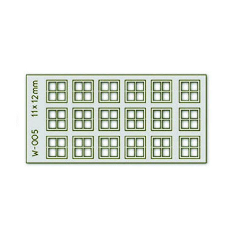 PW-005 - 18 pcs 11X12mm 4 Pane Laser-Cut Windows H0/00