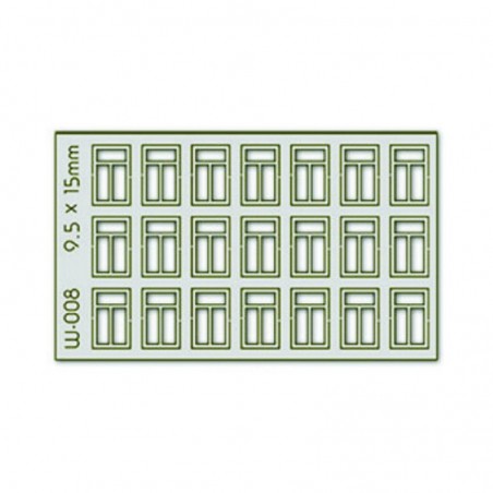 PW-008 - 21 pcs 9.5X15mm 3 Pane Windows H0/00