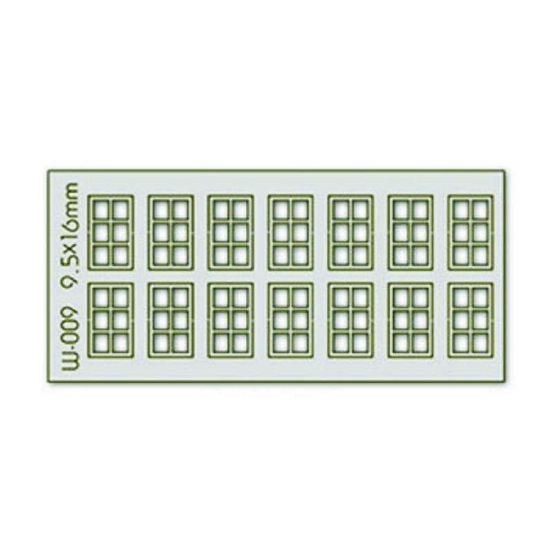 PW-009 - 14 pcs 9.5X16mm 6 Pane Windows H0/00