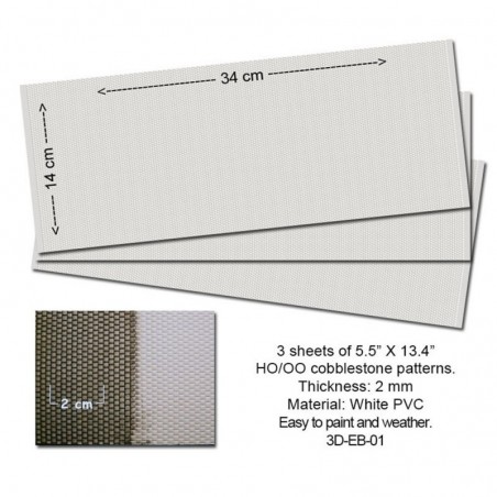 P3D-EB-01 - Embossed PVC Sheets (Cobblestone) 3 pcs.