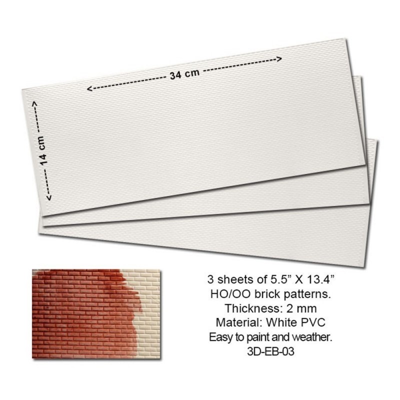 P3D-EB-03 - Embossed PVC Sheets (Brick Pattern) 3 pcs.