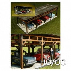 PLS-006 - Laser-Cut 4 Car Shed Kit H0/00