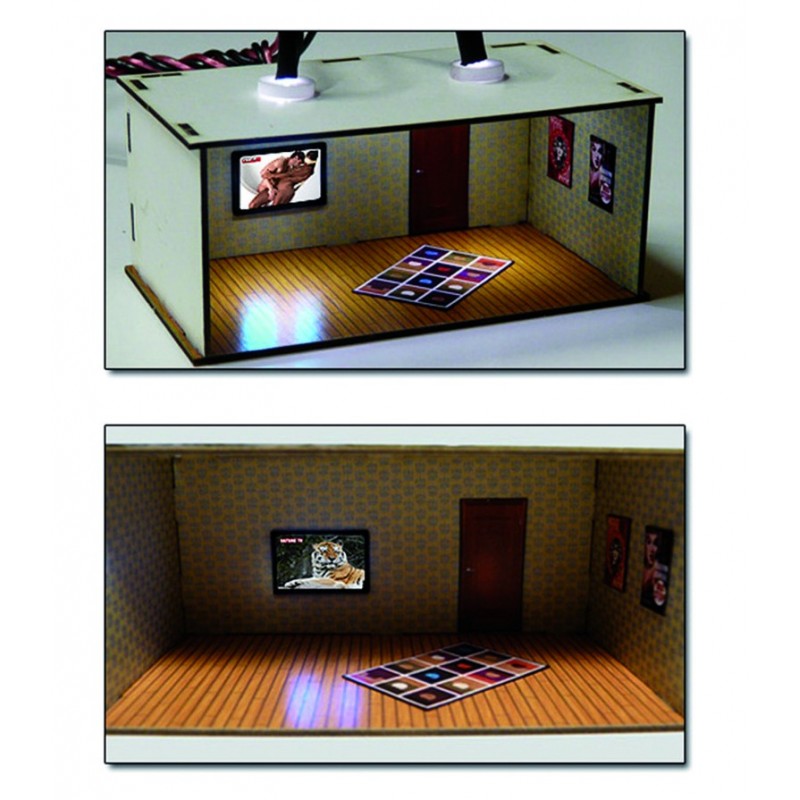 PLS-008 - 2 pcs Illuminated Rooms w/flat TVs Nature & Erotic (H0/00)