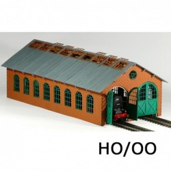 PLS-014 - H0/00 Double Engine Loco Shed (Long) w/Interior Lighting