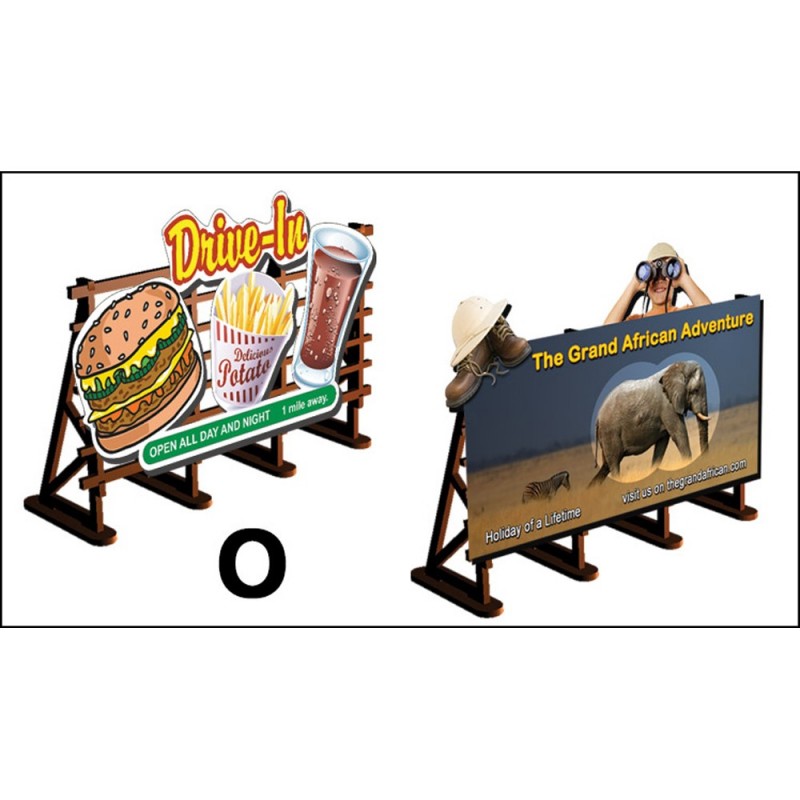 PLS-033 - O Scale 2 X Billboards No: 4 Drive-In + Safari