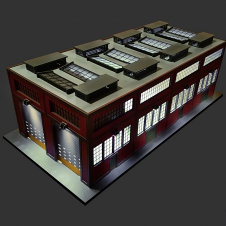 PLS-035 - O Scale Dual Stall Modern Engine House w/Motorized Doors