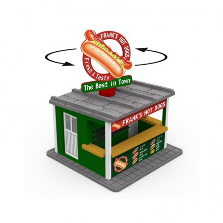 PLS-038 - O Scale Hot Dog Booth w/Rotating Banner and Illumination
