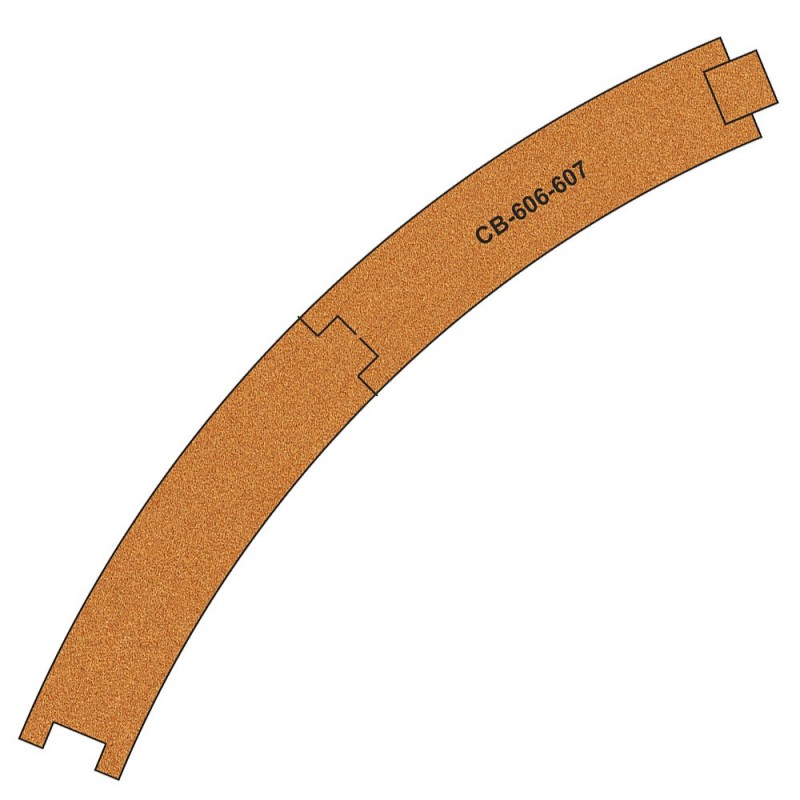 PCB-606-7 - 10 X Pre-Cut Cork Bed for R606-607 R2 Curve Tracks