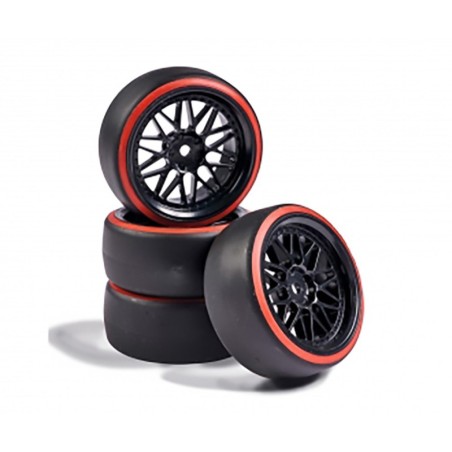 C900157 - 1:10 Wheel Set Drift (4) Black/Red