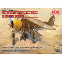 ICM32025 - CR. 42 Falco with Italian Pilots In Tropical Uniform (3 Figures & 2 Dogs)