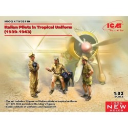 ICM32110 - Italian Pilots In Tropical Uniform (1939-1943) 3 Figures & 2 Dogs