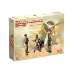 ICM32110 - Italian Pilots In Tropical Uniform (1939-1943) 3 Figures & 2 Dogs