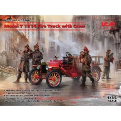 ICM35606 - Model T 1914 Fire Truck with 4 Crew Figures, Boy & Cat