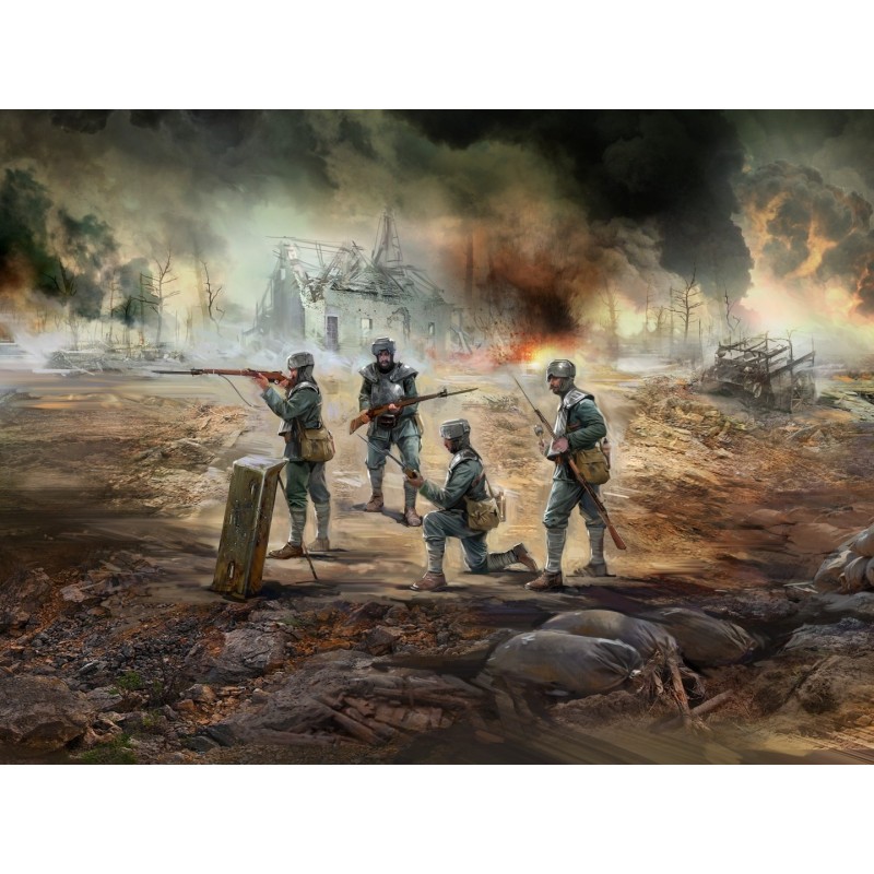 ICM35721 - WWI Italian Infantry In Armour 4 Figures