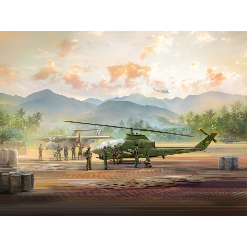 ICM48303 - Cobra AH-1G & Bronco OV-10A Helicopters with U.S. Pilots & Ground Personnel (9 Figures)