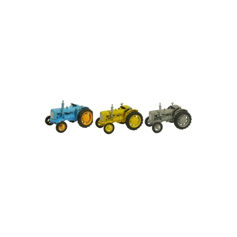76SET10A - Triple Tractor Set  Blue  Yellow Grey