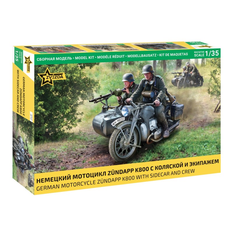 Z3717 - German WWII Zuendapp K800 Motorcycle with Sidecar & Crew