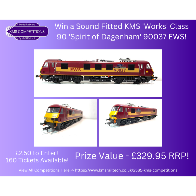 KMS-COMPS-16 - Win a KMS 'Works' Sound Fitted Class 90 EWS 'Spirit of Dagenham' 90037