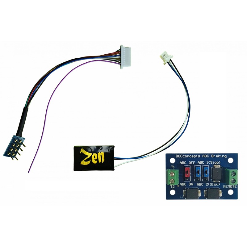 DCD-ZNmini.4A - Zen Black Decoder: Classic small decoder shape with 8-pin harness. 4 Functions. Includes 1x ABC module.