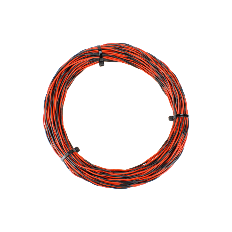 DCW-TW25-1.0 - Twisted Bus Wire 25m of 1mm 26x 0.15 (17g) Twin Red/Black