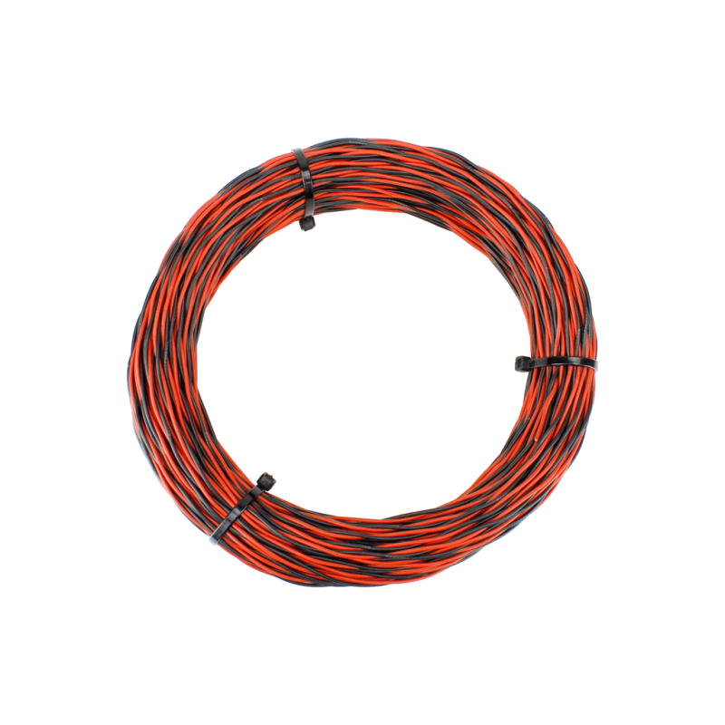 DCW-TW50-1.0 - Twisted Bus Wire 50m of 1mm 26x 0.15 (17g) Twin Red/Black