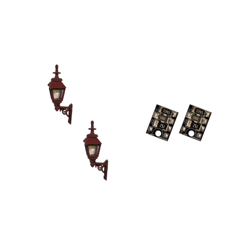 LML-GWMR - 4mm Scale Gas Wall Lamps – Maroon (2 pack)