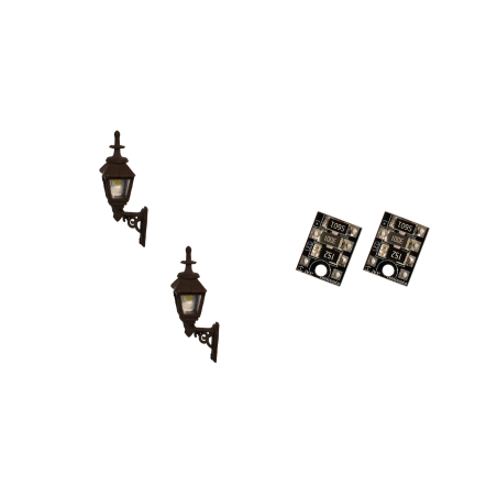 LML-GWBK - 4mm Scale Gas Wall Lamps – Black (2 pack)