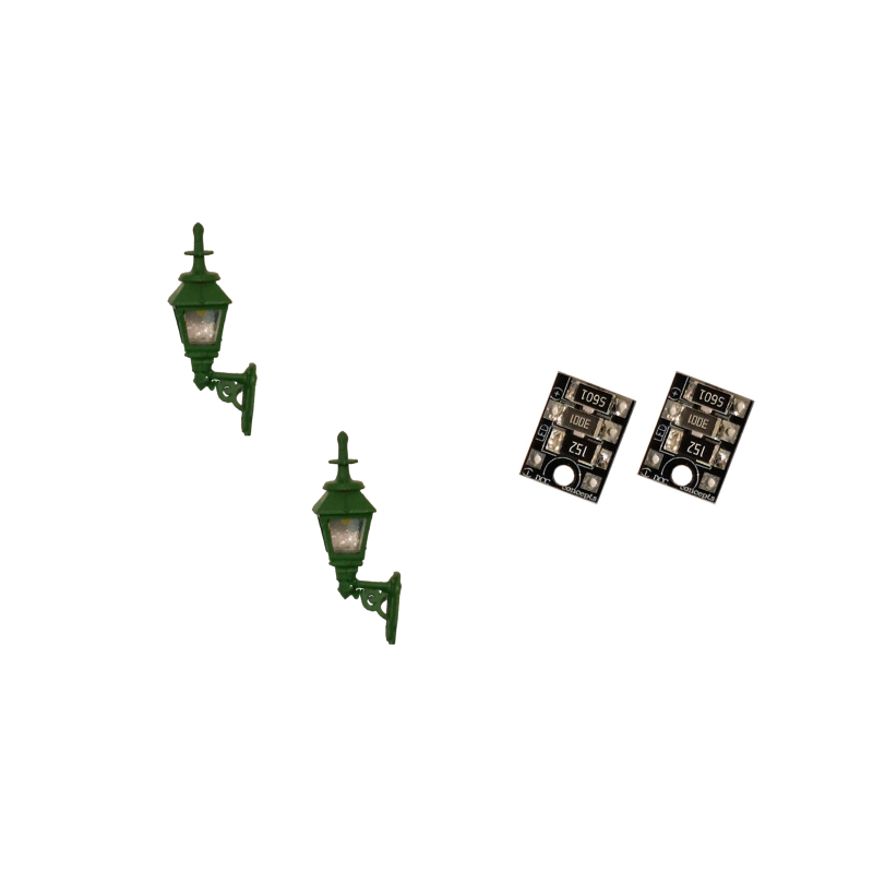 LML-GWGR - 4mm Scale Gas Wall Lamps – Green (2 pack)