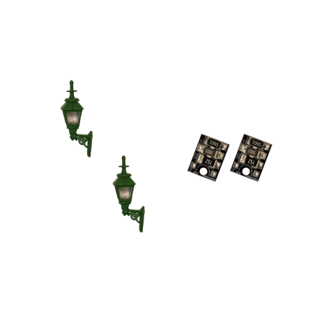 LML-GWGR - 4mm Scale Gas Wall Lamps – Green (2 pack)