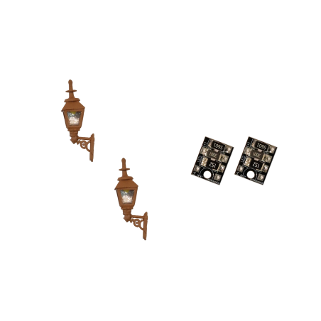 LML-GWBN - 4mm Scale Gas Wall Lamps – Brown (2 pack)