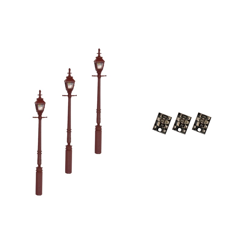 LML-GSMR - 4mm Scale Gas Street/Platform Lamps – Maroon (3 pack)