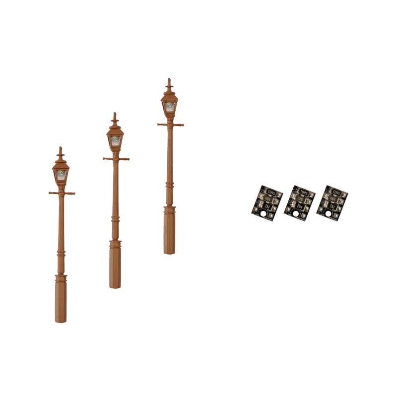 LML-GSBN - 4mm Scale Gas Street/Platform Lamps – Brown (3 pack)