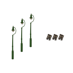 LML-SSGR - 4mm Scale Swan-Neck Street/Platform Lamps – Green (3 pack)