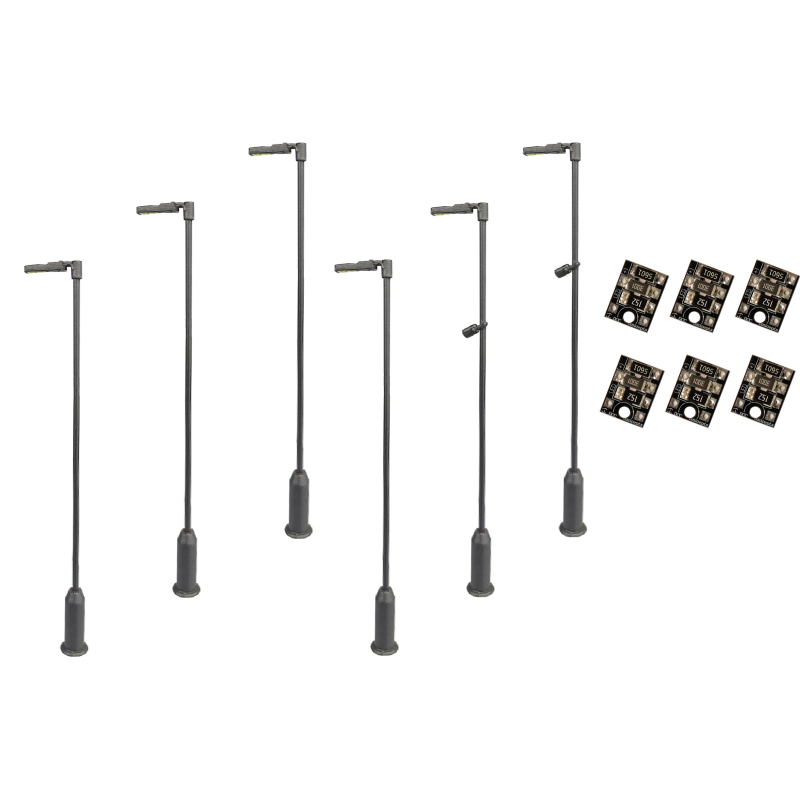 LML-VPMSL - 4mm Scale Modern Post Lamps Value Pack – Grey (6 pack)