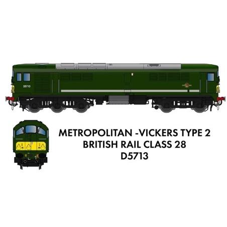 905003 - Class 28 D5713 BR Green With Small Yellow Panel - DCC Ready
