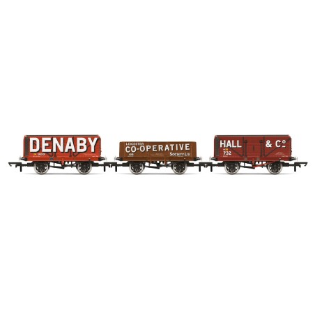 R60104 - Triple Wagon Pack Denaby Colliery Leicester Co-Op & Hall & Co - Era 3