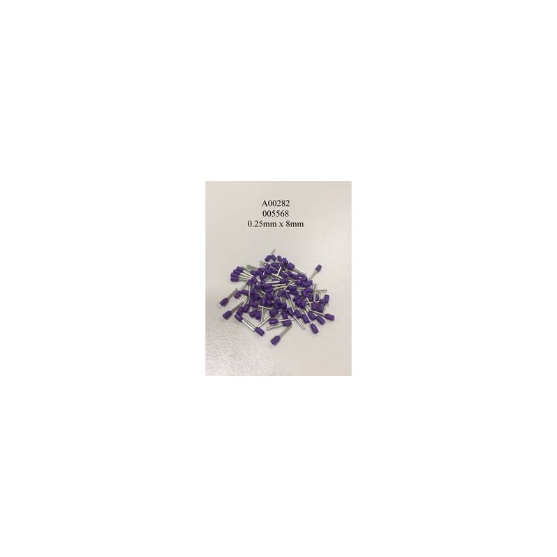 0.25mm x 8mm Insulated Violet Ferrules (100 Per Pack)