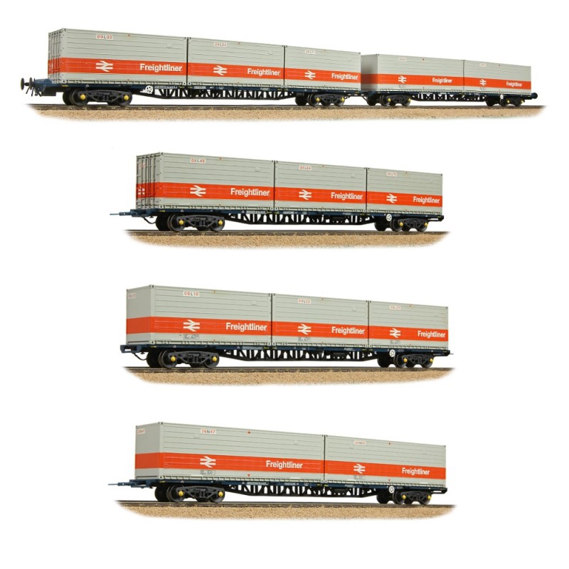 38-629 - BR FFA/FGA Flats 5-Wagon Bundle - BR Blue with Freightliner Containers