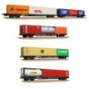 38-630 - BR FFA/FGA Flats 5-Wagon Bundle - BR Blue (TOPS) with ISO Containers